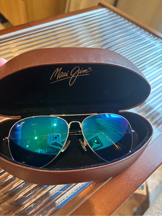 Maui Jim Accessories - Maui Jim Aviator Sunglasses with Green-Blue Mirrored Lenses